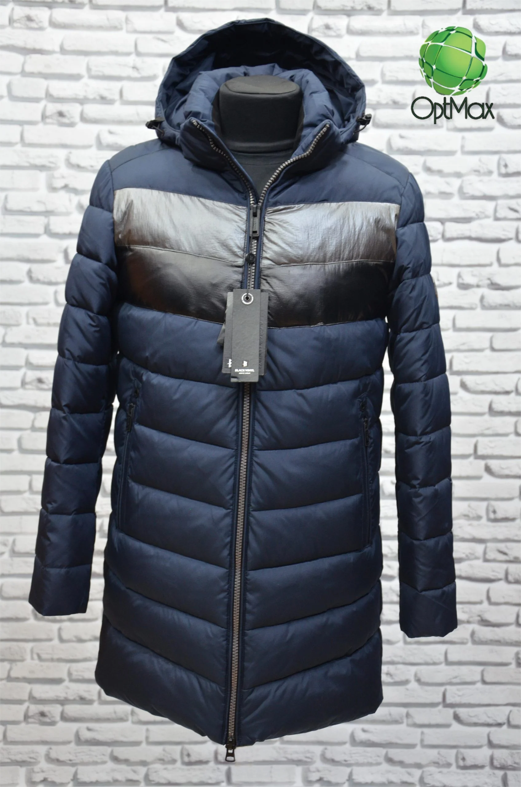 Зимняя куртка Black Vinyl C19-1567, удлиненный крой, с доставкой по Украине