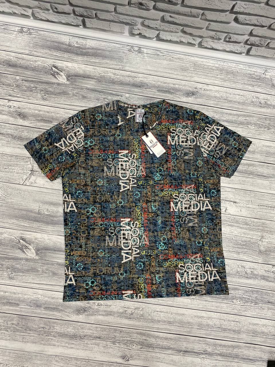 3221-В01-5 Чоловічі турецькі футболки Bagarda 3221 батал з написами, люкс якість, розміри 3XL-5XL - Зображення 1