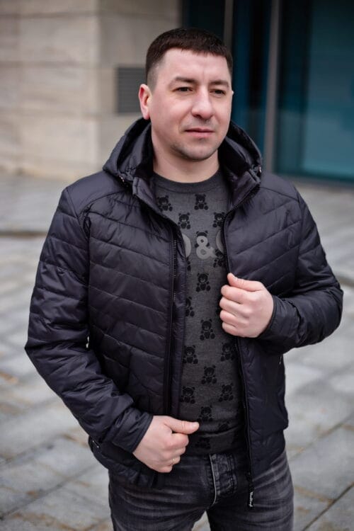 Куртка Black Vinyl ТС21-1807, вигляд спереду, чорний колір