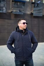 Мужская куртка Black Vinyl ТС21-1836, вид спереди, темно-синий цвет