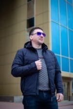 Весняна чоловіча куртка Black Vinyl ТС21-1807, розстібнута, на ринку Барабашово