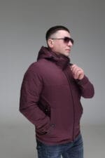 Демисезонная куртка Black Vinyl со съемным капюшоном, винный цвет.