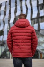 Мужская зимняя куртка в винном цвете, вид со спины.