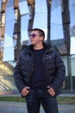 Чоловіча зимова куртка-жилет Black Vinyl С21-1733 зі знімними рукавами. - Зображення 30