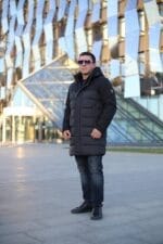 Подовжена чоловіча зимова куртка-пальто Black Vinyl С21-1860L - Зображення 8