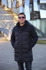 Подовжена чоловіча зимова куртка-пальто Black Vinyl С21-1860L - Зображення 11