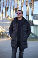 Подовжена чоловіча зимова куртка-пальто Black Vinyl С21-1860L - Зображення 14