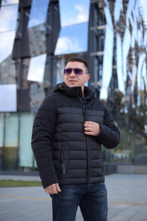 Чоловіча куртка Єврозима Black Vinyl С21-1869CQ-1 (полегшена зима) - Зображення 3