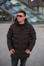 Чоловіча подовжена зимова куртка-пальто Black Vinyl С21-1757 - Зображення 3