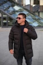 Чоловіча подовжена зимова куртка-пальто Black Vinyl С21-1757 - Зображення 5