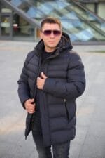 Чоловіча подовжена зимова куртка-пальто Black Vinyl С21-1757 - Зображення 12