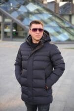 Чоловіча подовжена зимова куртка-пальто Black Vinyl С21-1757 - Зображення 13