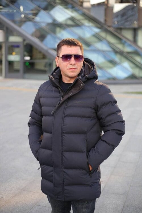 Чоловіча подовжена зимова куртка-пальто Black Vinyl С21-1757 - Зображення 13