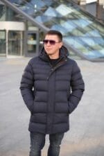 Чоловіча подовжена зимова куртка-пальто Black Vinyl С21-1757 - Зображення 15