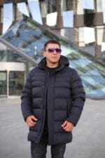 Чоловіча подовжена зимова куртка-пальто Black Vinyl С21-1757 - Зображення 14