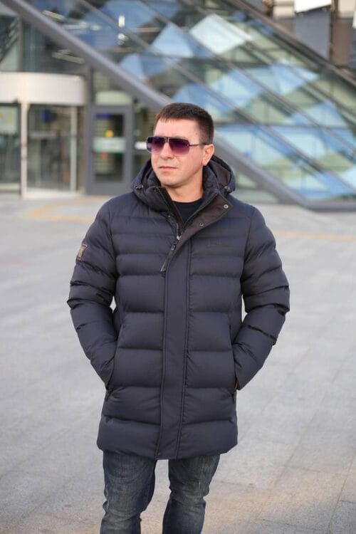 Чоловіча подовжена зимова куртка-пальто Black Vinyl С21-1757 - Зображення 15