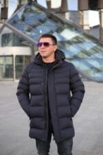 Чоловіча подовжена зимова куртка-пальто Black Vinyl С21-1757 - Зображення 16