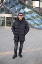 Чоловіча подовжена зимова куртка-пальто Black Vinyl С21-1757 - Зображення 20