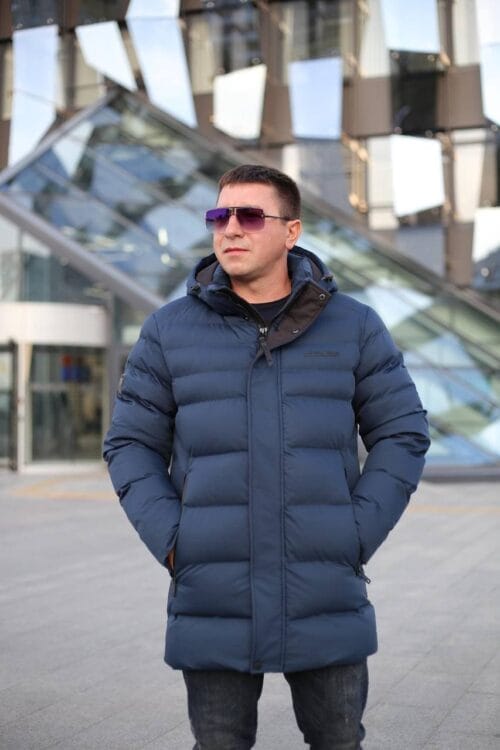 Чоловіча подовжена зимова куртка-пальто Black Vinyl С21-1757 - Зображення 23