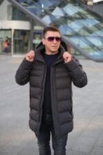 Чоловіча подовжена зимова куртка-пальто Black Vinyl С21-1757 - Зображення 28