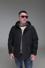 Куртка для мужчин Black Vinyl TC23-2213 в классическом дизайне, черный цвет.