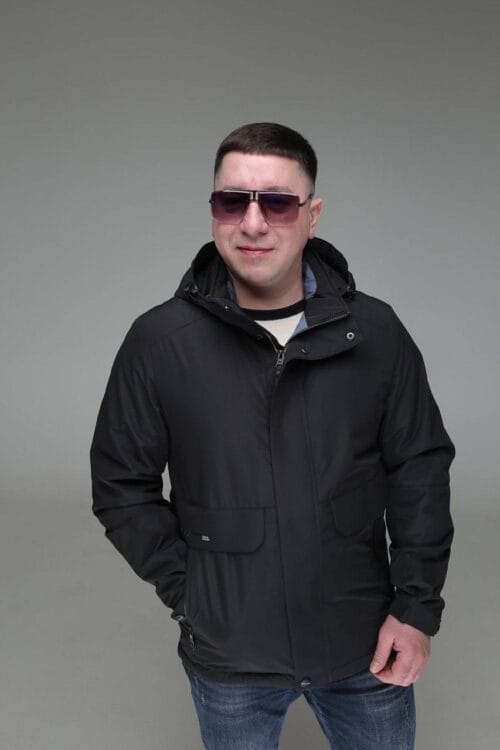 Стильная черная куртка Black Vinyl TC23-2213 для весны и осени.