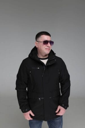 Мужская куртка Black Vinyl TC23-2220 в черном цвете
