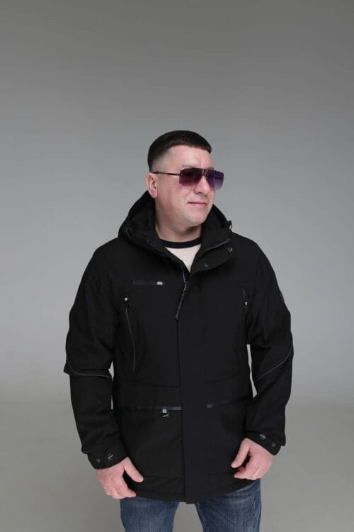 Мужская куртка Black Vinyl TC23-2220 в черном цвете