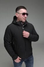 Куртка Black Vinyl TC23-2197, чорний колір, вид спереду.