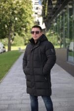 Мужская длинная зимняя куртка King's Wind W39 в черном цвете