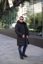 Удлиненная куртка King's Wind W39 в черном цвете для мужчины на зиму