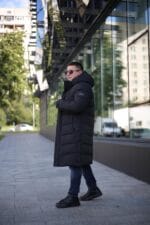 Мужская удлиненная зимняя куртка King's Wind W45 в черном цвете