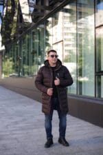 Чоловіча довга зимова куртка Black Vinyl С23-2289CQ колір шоколад - Зображення 2