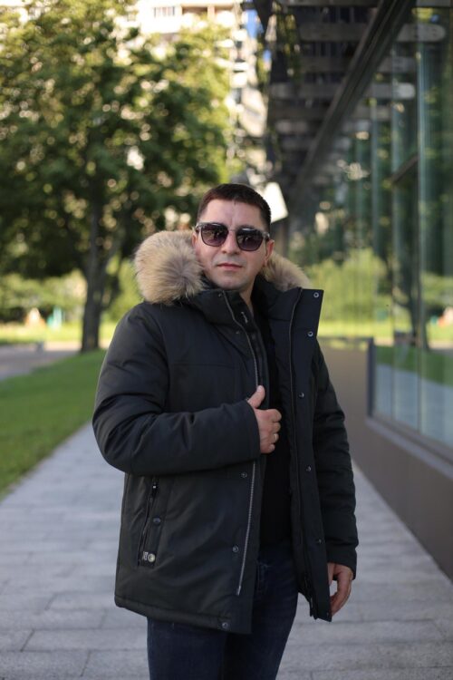 Мужская куртка Black Vinyl С23-2269M2 цвет хаки на зиму