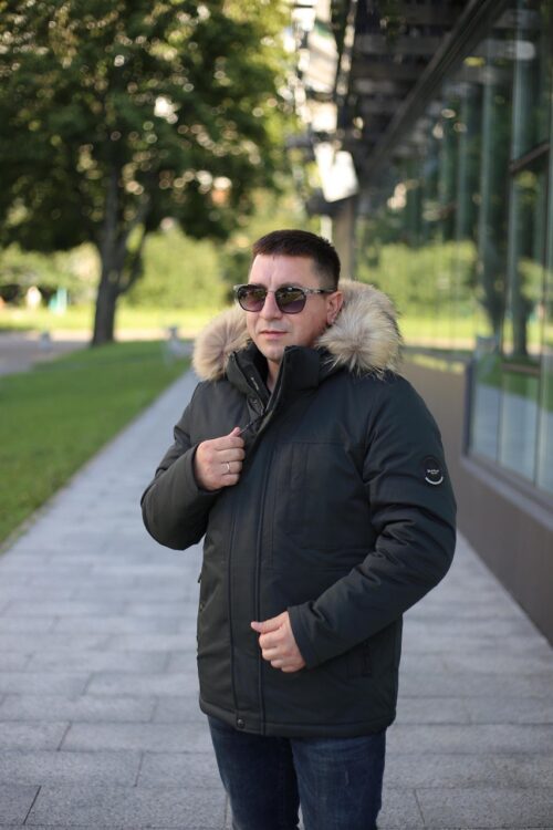 Мужская теплая куртка Black Vinyl С23-2269M2 цвет хаки