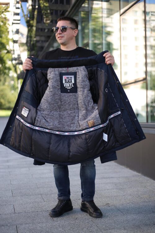 Мужская куртка Black Vinyl С23-2269M2 синяя с карманами