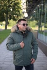 Оливкова чоловіча куртка Black Vinyl С23-2269M2