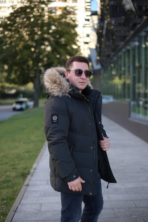 Зимняя куртка Black Vinyl С23-2301 М2 в цвете хаки для мужчины