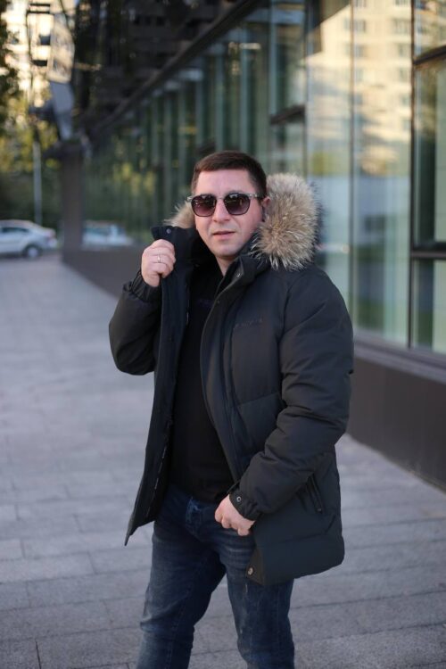 Мужская зимняя куртка Black Vinyl С23-2301 М2 в цвете хаки