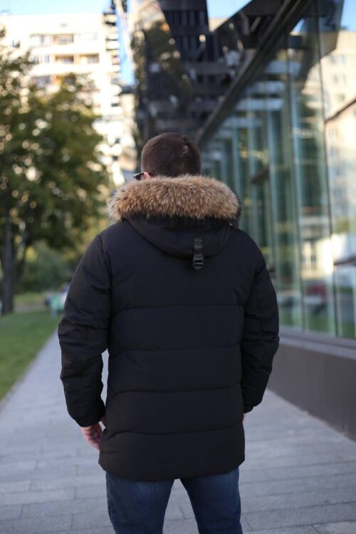 Теплая зимняя куртка Black Vinyl С23-2301 М2 в черном цвете для мужчины