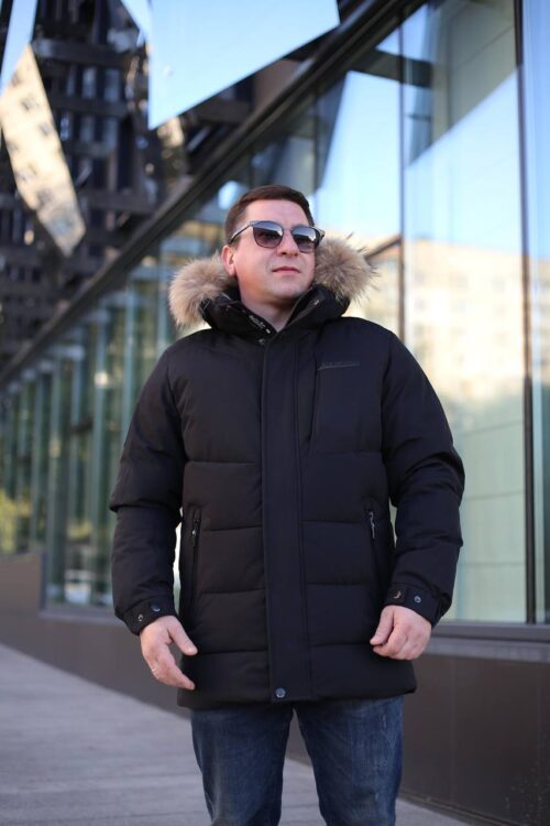 Стильная зимняя куртка Black Vinyl С23-2301 М2 в черном цвете для мужчины