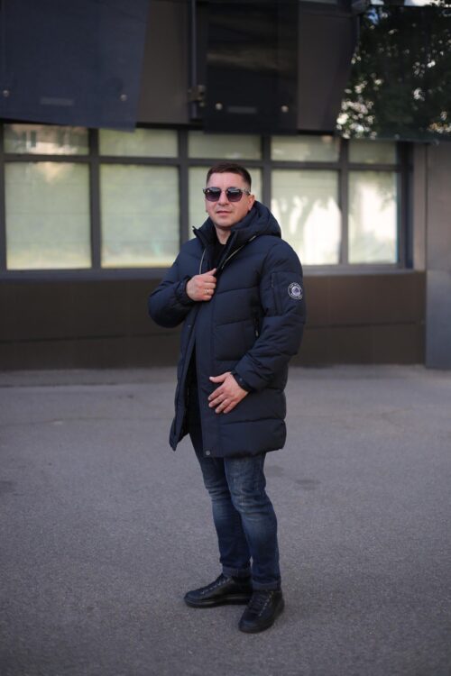 Стильная зимняя куртка Black Vinyl C23-2230C в темно-синем цвете для мужчины