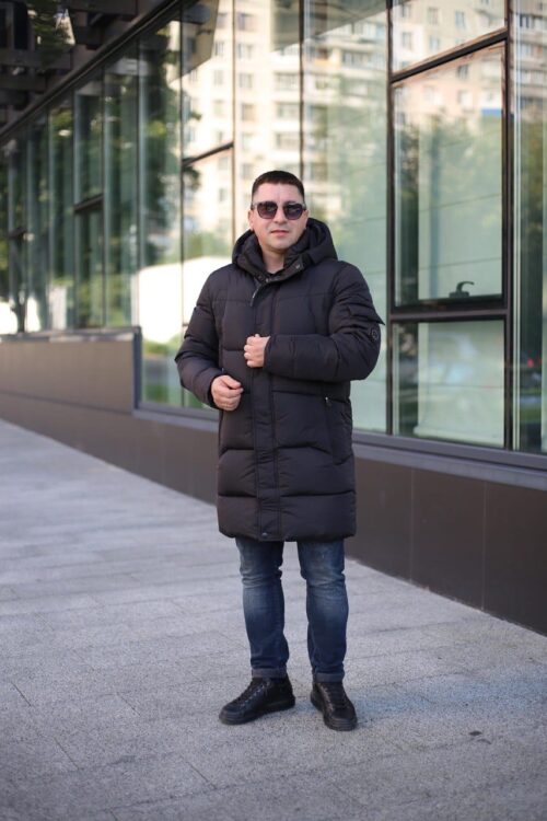 Мужская зимняя куртка Black Vinyl С23-2278С в черном цвете