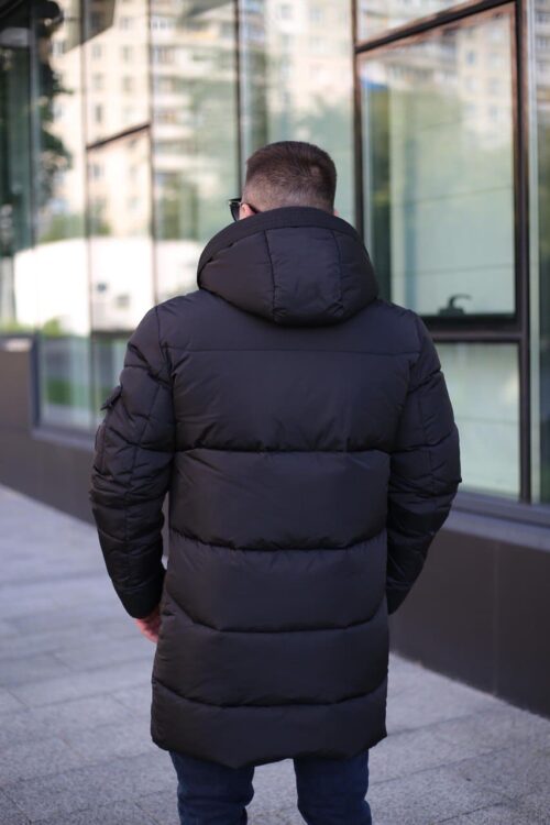 Стильная зимняя куртка Black Vinyl С23-2278С в черном цвете для мужчины
