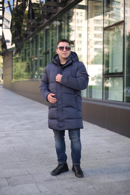 Зимняя теплая куртка Black Vinyl С23-2278С в темно-синем цвете для мужчины