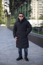Мужская длинная зимняя куртка King's Wind W45 в черном цвете