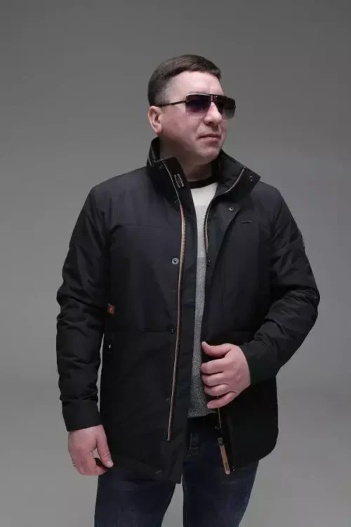 Осенняя куртка Black Vinyl C23-2237C пиджачного типа для мужчины