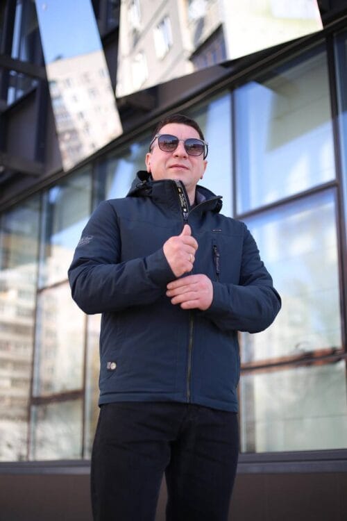 Мужская осенняя куртка Black Vinyl TC24-2337 в цвете инкл-блю