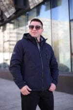 Осенняя куртка Black Vinyl TC24-2337 в цвете темно-синий для мужчины