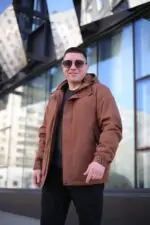Осенняя куртка Black Vinyl TC24-2338 в коричневом цвете для мужчин